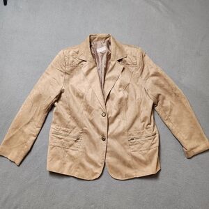 Women's Tan Faux Suede Blazer Tan Jay Sz 14 Jacket